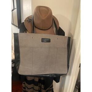 Sunny Snowy canvas tote laptop bag taupe color